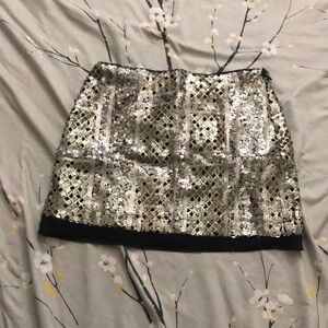 Sequin silver and gold hand made mini skirt Halloween holiday NWT